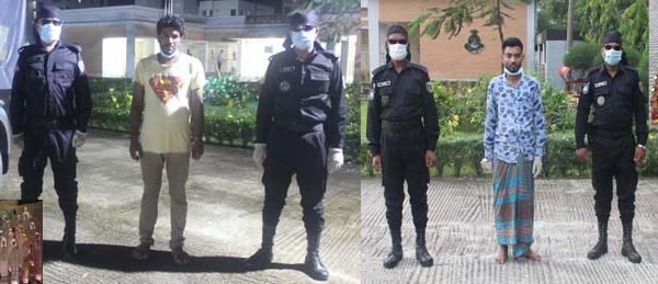 শাহপরাণ ও এয়ারপোর্ট থেকে বিদেশী মদ এবং দেশীয় চোলাই মদসহ মাদক ব্যবসায়ী গ্রেফতার করেছে র‌্যাব-৯।