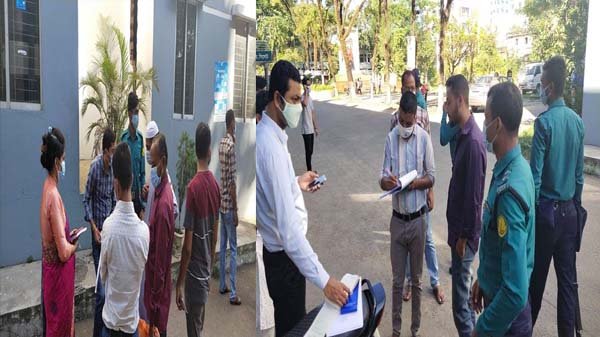 সিলেট নগরীতে ভ্রাম্যমান আদালতের অভিযান  মা্স্ক না পড়ায় জরিমানা
