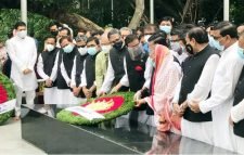 ছয় দফা দিবসে বঙ্গবন্ধুর প্রতিকৃতিতে আ.লীগের শ্রদ্ধা