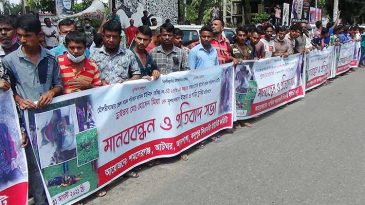 মৌলভীবাজারে সিএনজি চালক হত্যার প্রতিবাদে মানববন্ধন ও প্রতিবাদ