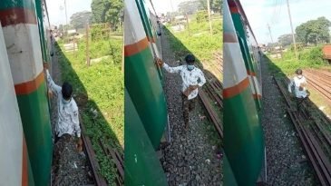 সিলেটগামী ট্রেন থেকে যাত্রীর পার্স ছিনতাই, ছবি ভাইরাল