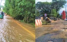 বড়লেখা-কুলাউড়া আঞ্চলিক মহাসড়কে বন্যার পানি, ঝুঁকি নিয়ে চলছে যানবাহন