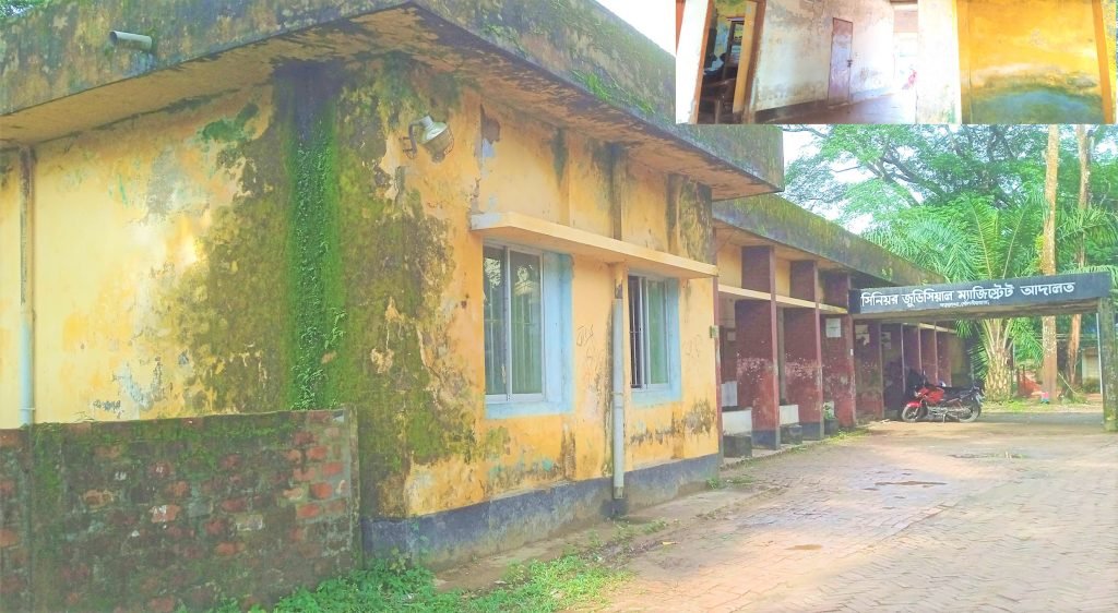 বড়লেখা আদালত ভবন ধসে পড়ার আশংকা : ঝুঁিক নিয়ে চলছে বিচারকার্য