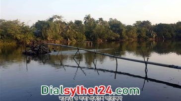 লাখাইয়ে ফিশারির আড়ালে চলছে বালু লুটপাট