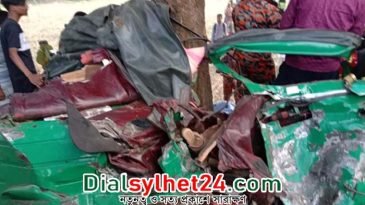 গোলাপগঞ্জে দুই অটোরিকশার সাথে ট্রাকের মুখোমুখি সংঘর্ষে নিহত ৪