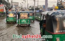 সিলেটে এক ঘণ্টার বৃষ্টিতে জলাবদ্ধতা