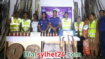 শান্তিগঞ্জ থেকে বিপুল পরিমাণ লাঠিসোটা ও মাদক উদ্ধার