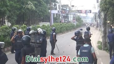 হবিগঞ্জে পুলিশ-বিএনপির সংঘর্ষ-গুলি, ওসিসহ আহত তিন শতাধিক