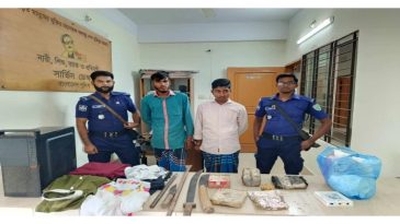 কমলগঞ্জে দেশীয় অস্ত্র ও চোরাই মালামালসহ আটক-২