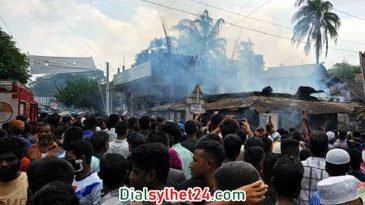 গোয়াইনঘাটে আগুনে ৫ দোকান পুড়ে ছাই