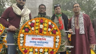 মৌলভীবাজারে স্মৃতি সৌধে বঙ্গবন্ধু ফাউন্ডেশনের শ্রদ্ধা
