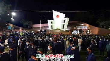 সিলেটে ফুলেল শ্রদ্ধায় ভাষা শহীদদের স্মরণ