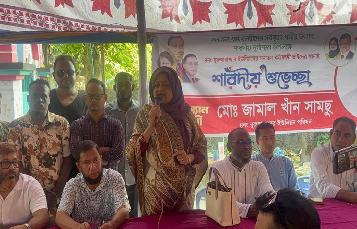  ওসমানীনগরে বিভিন্ন পূজামণ্ডপ পরিদর্শন করলেন তাহসিনা রুশদীর লুনা এমপি